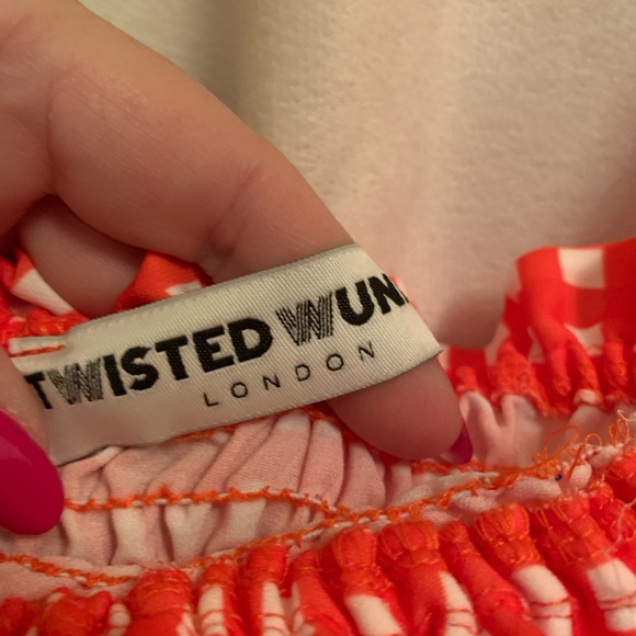 Twisted Wunder London dress. Red/white checkered with pink/white straps. Size 12 - Picture 3 of 4